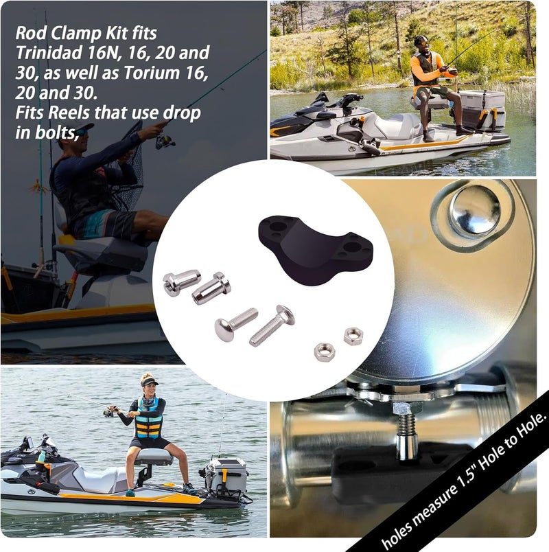 XTPTFABS Black Reel Seat Clamp/Rod Clamp Kit Compatible With most Reels up to 4/0 Size(TLD15, TLD20, TLD25, TLD30II (TWO SPEED)-W/Bolt&Nuts - Image 4